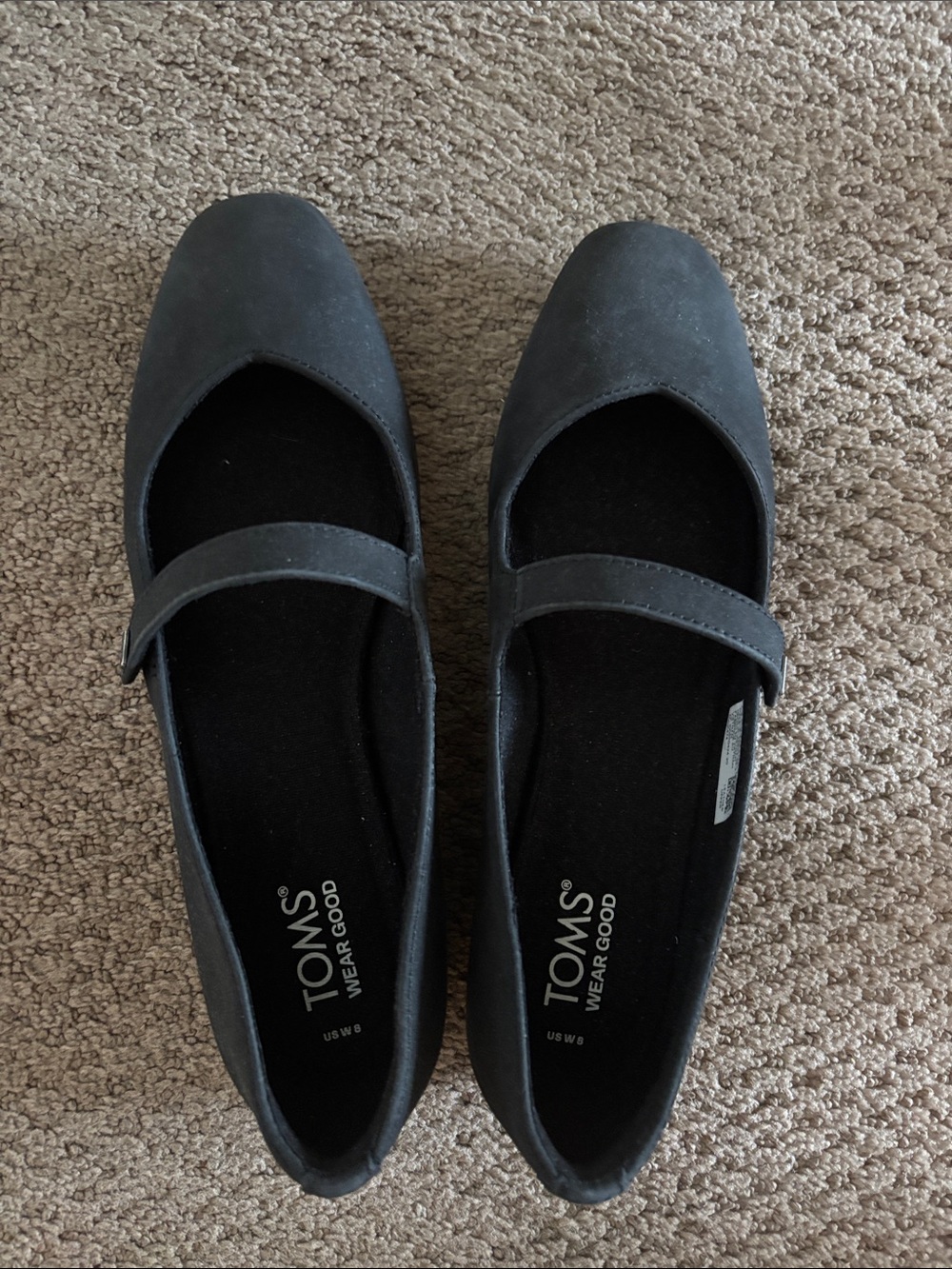 TOMS Black Mary Jane Flats with Strap